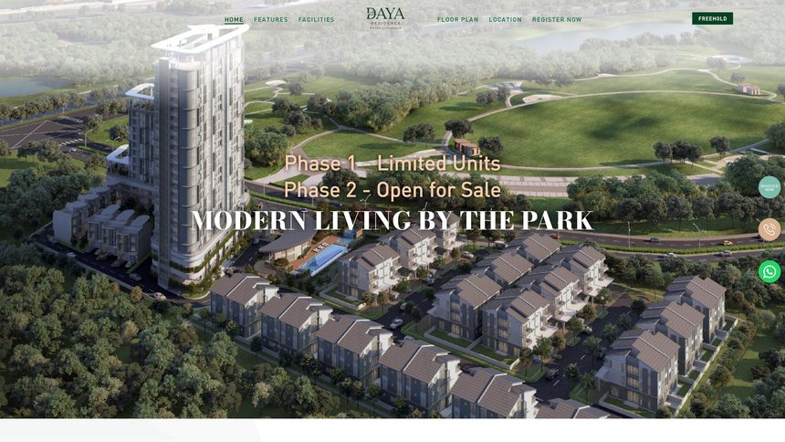 Home page of a property launch site designed and built by Stelix Tech