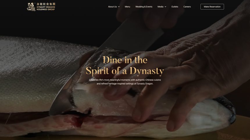 Home page of a restaurant group site designed and built by Stelix Tech